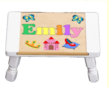Personalized Princess Puzzle Stool in Pastel Colors :: For That